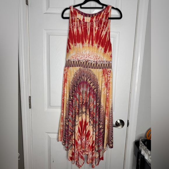 SOMA Keyhole Scarf Hem Midi Dress Women's XS Multicolor Stretch Cutout Boat Neck - Picture 3 of 8